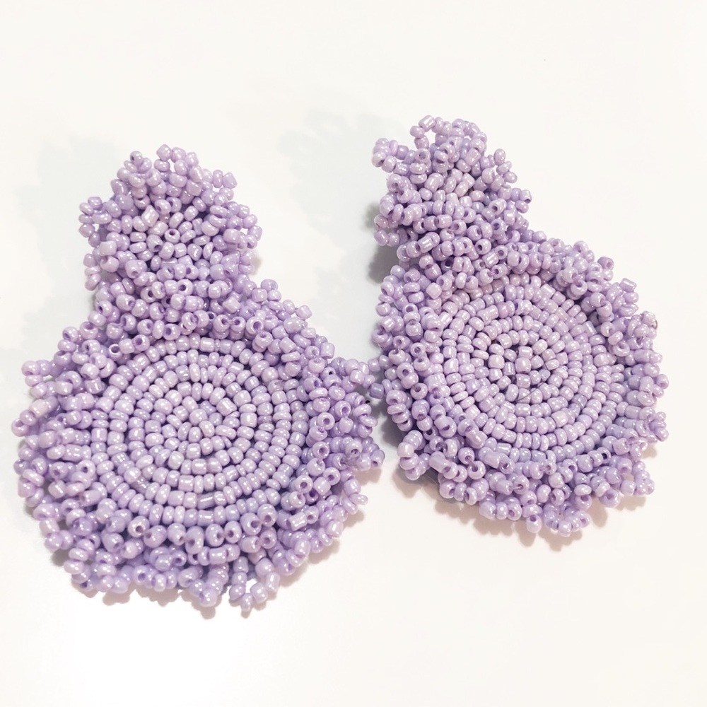 Lavender Beaded Statement Earrings
